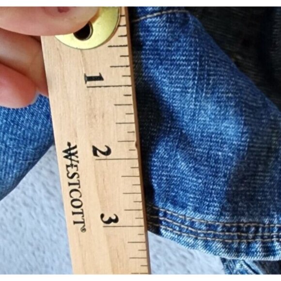 Vtg No Boundaries Women's Overall Shorts Stretch Blue Denim Raver Y2K Sz Medium - Picture 11 of 16